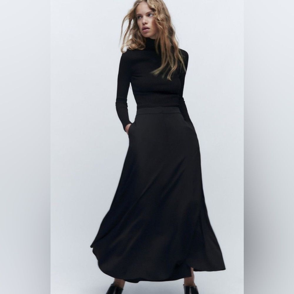 Zara Flowy Skirt Limited Edition Black New - Picture 5 of 5